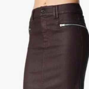 7 for All Mankind Black Coated Stretch Denim Skirt